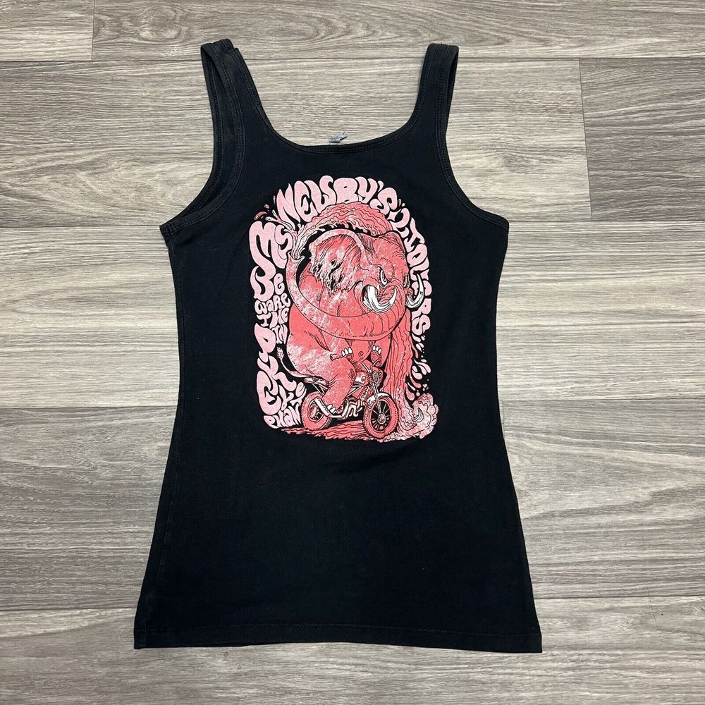 Liquor Beer Biker Tank Top Women Small Black Faded Babydoll Tattoo Y2K Punk Goth